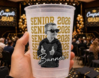 Personalized Senior Photo Frosted Cup, Vintage Graduation Cup, Custom Face Cup, Senior Night Drinkware, Grad Party Favor, Class of 2026 Gift
