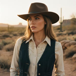 Brauner Fedora Hut mit breiter Krempe, Wollfilz Western Cowboy Hut, Unisex Boho Rancher, Vintage Stil Herbst Winter Accessoire, Geschenk für ihn sie