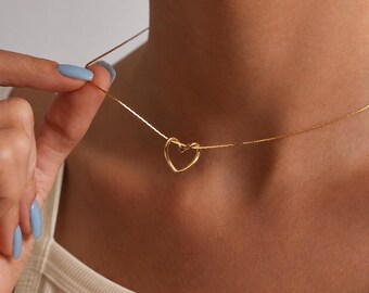 Gold Heart Necklace, Infinity Heart Pendant, Elegant Charm Necklace, Love Jewelry, Gift for Ladies, Stylish Everyday Necklace