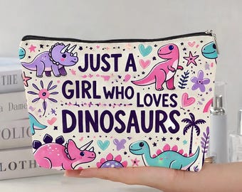 Cute Dinosaur Makeup Bag for Women – Zippered Multifunction Cosmetic & Jewelry Organizer