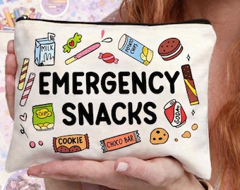 Emergency Snacks Printed Makeup & Toiletry Bag – Boho Reusable Zipper Organizer