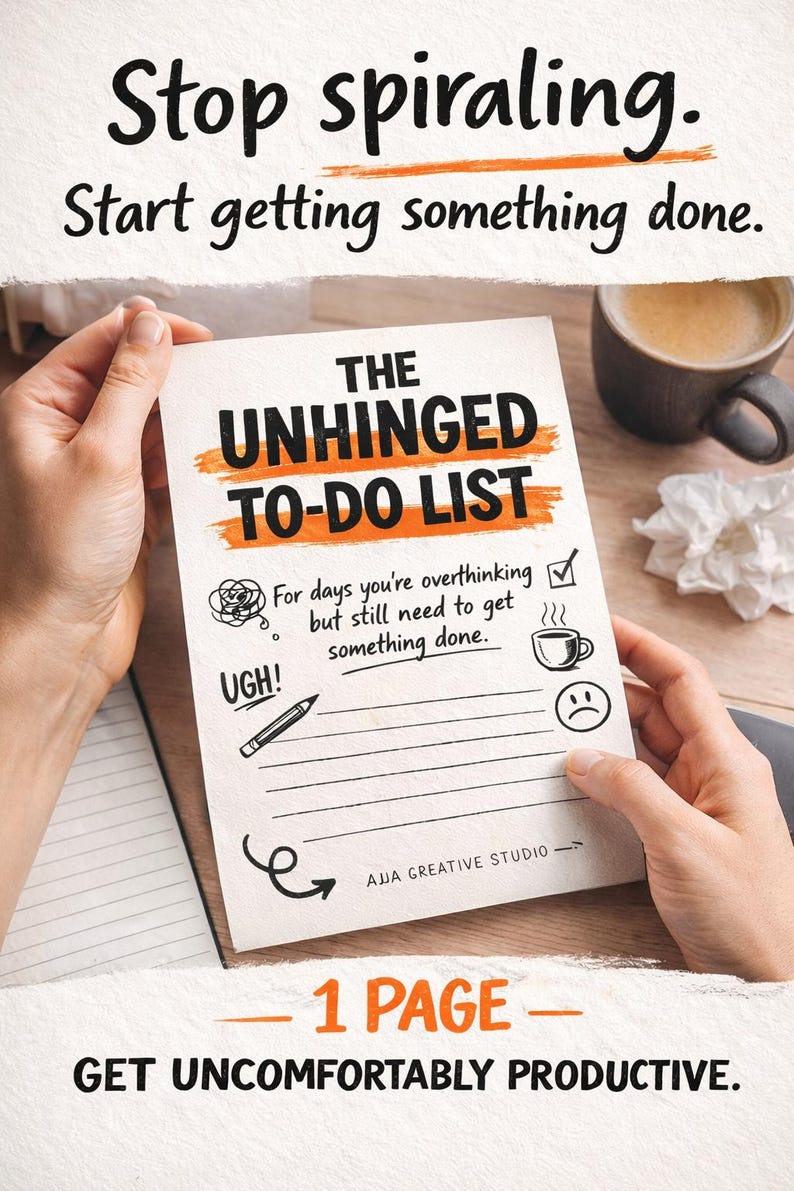 Unhinged To-do List | Funny Printable for Overthinkers (digital ...