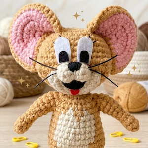 Cute Mouse Amigurumi Crochet Pattern PDF | Cartoon Style Mini Mouse Toy | Easy No-Sew Plush Doll Tutorial | Beginner Friendly