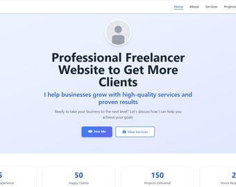 Freelancer Portfolio Website Template | Responsive HTML (Digital Download)