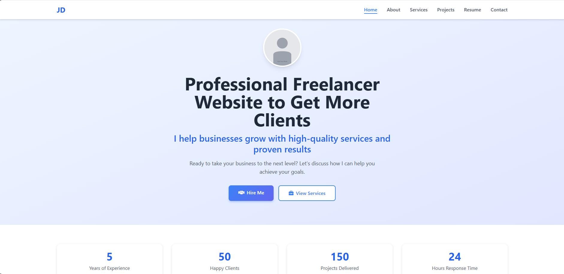 Freelancer Portfolio Website Template | Responsive HTML (Digital Download)