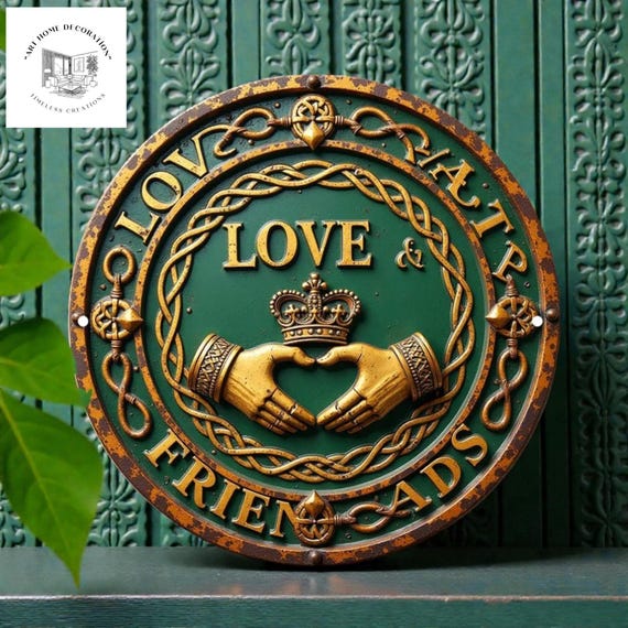 Vintage Claddagh Metal Wall Art: Irish Home Decor, Celtic Sign