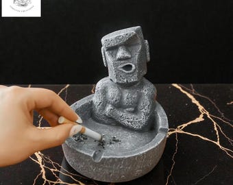 Funny Moai Statue Ashtray, Resin Island Man Desk Decor - Etsy