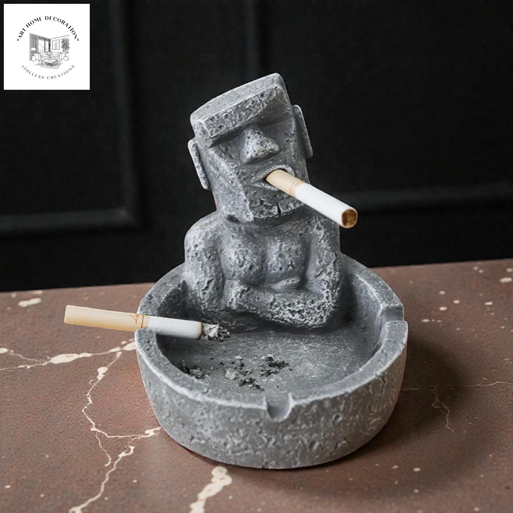 Funny Moai Statue Ashtray, Resin Island Man Desk Decor - Etsy