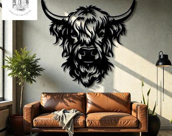 Highland Cow Metal Wall Art, Farmhouse Wrought Iron Decor