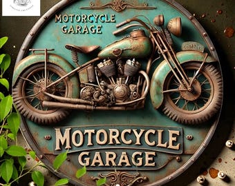 Retro Motorcycle Garage Sign – Vintage Aluminum Wall Decor (20x20cm)