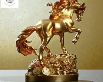 Golden Galloping Horse Statue – Feng Shui Office Decor
