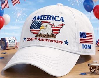Personalized America 250th  1776-2026 Eagle Flag Baseball Cap Anniversary Hat, Vintage America Independence Day Hat, 4th of July Gift