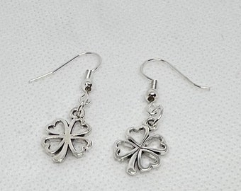Simple St Patrick’s Day Sparkly Silver Toned Earrings