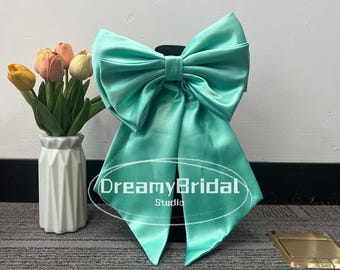Detachable dress bow, minimalist satin wedding dress bow