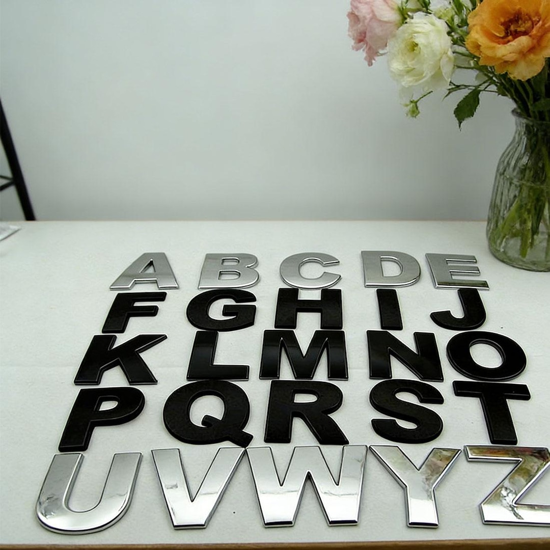 Number Metal Emblems Metal Chrome Letters and Numbers Emblem Badge for Cars 1.77 Inch Height ...