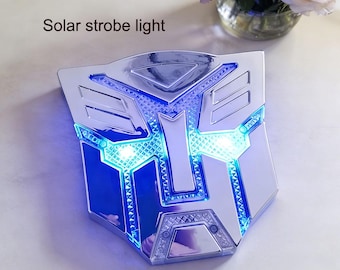 ABS Transformers LED Strobe Light Car Emblem Solar-powered Rear LED Sticker