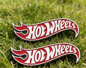 2 PCS Metal Metal Hot Wheels Logo Badge Emblem Sticker Auto Accessories