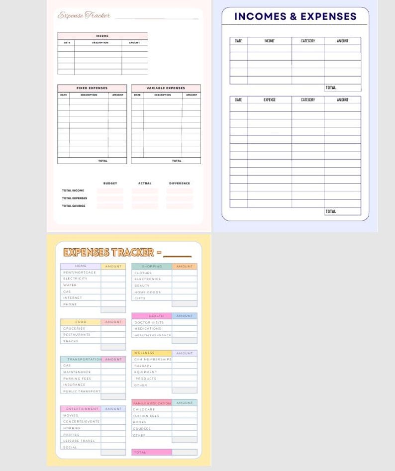 Minimalist Expense Tracker Printable PDF, Monthly Budget Planner ...
