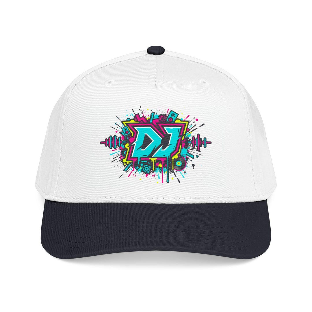 Graffiti DJ Logo Mid Profile Baseball Cap | Retro Neon Turntable Art - Etsy