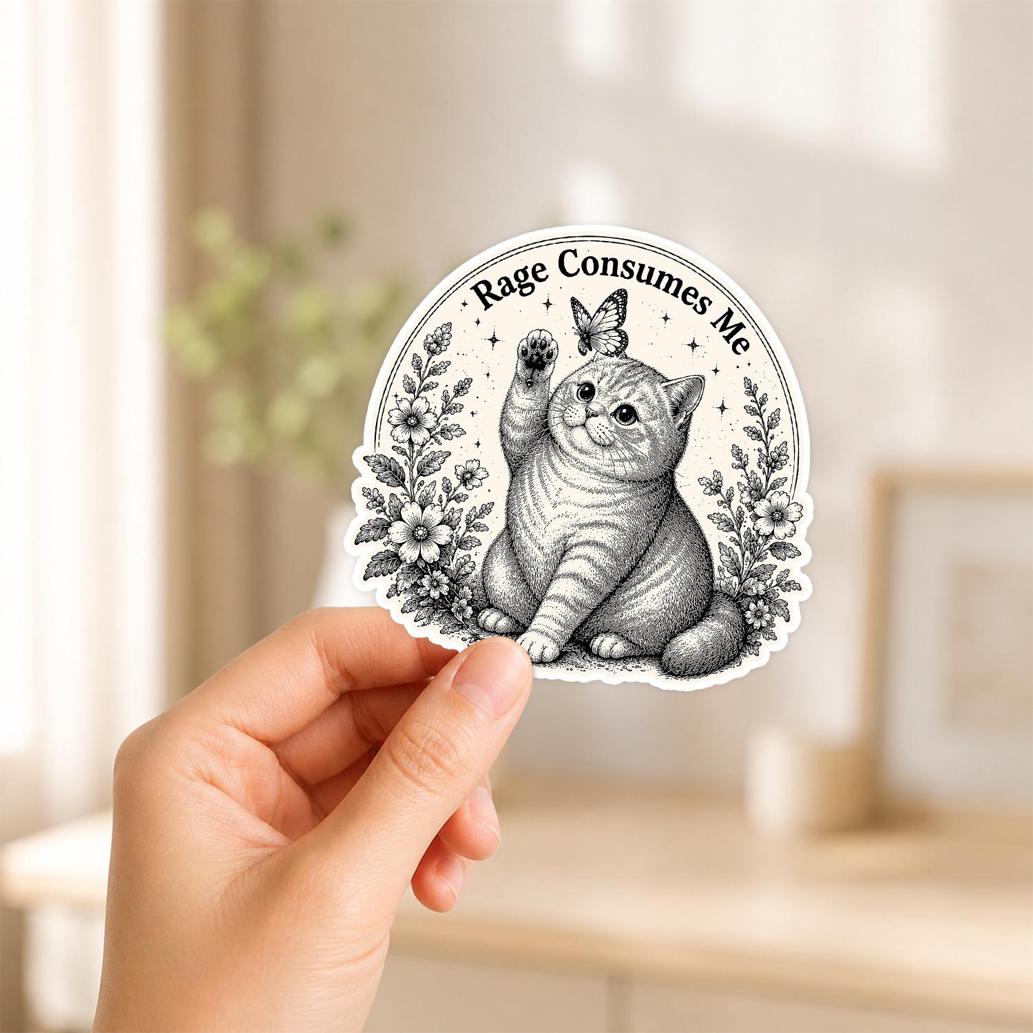 Cute Cat Meme Sticker for Laptop Water Bottle and Journal, Funny ...