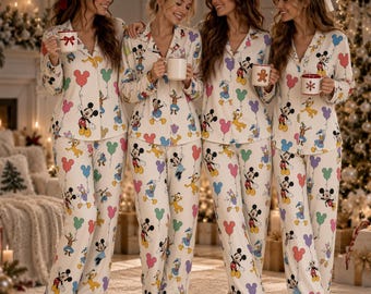 Mickey and Friends Pajama Set, Disney Squad PJs, Mickey & Co Pajamas, Vintage WDW Pajamas, Disneyland Trip PJs, Disney Family Pajamas