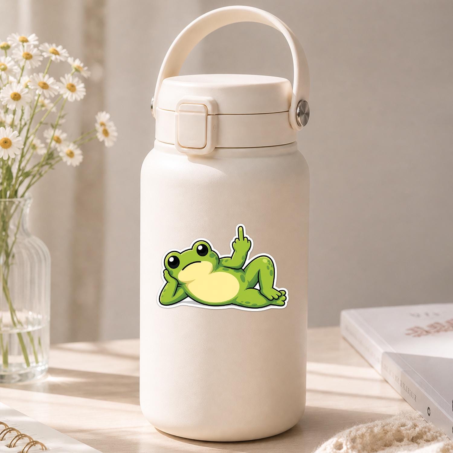 Middle Finger Frog Vinyl Sticker, Funny Meme Frog Decal Waterproof for ...