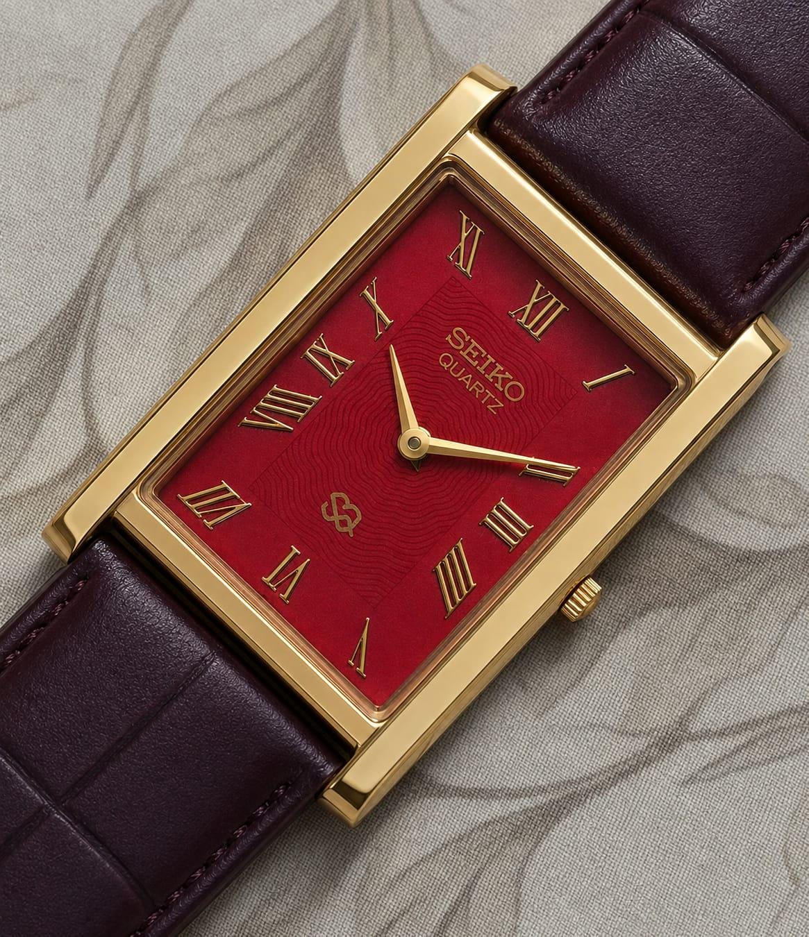 新品電池 稼働 SEIKO タンク メンズ 腕時計 クォーツ 王冠 ゴールド
