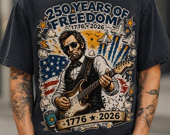 Abraham Lincoln Playing Electric Guitar Shirt, Patriotic Rock Tee, 1776 2026 USA 250th Anniversary, Vintage 4th of July Gift Comfort Colors