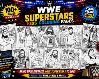 WWE Wrestling Coloring Book for Kids | 100+ Printable Pages | Wrestling Legends & Superstars | WrestleMania SummerSlam Digital Download