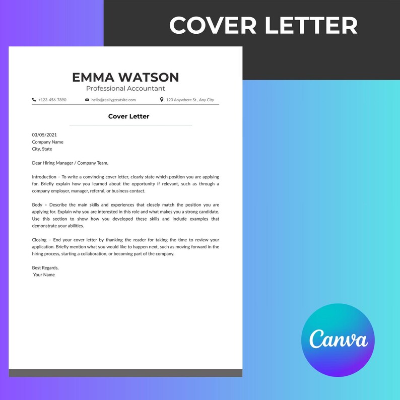 ATS Friendly Resume Template, Modern CV Design, Cover Letter (word ...