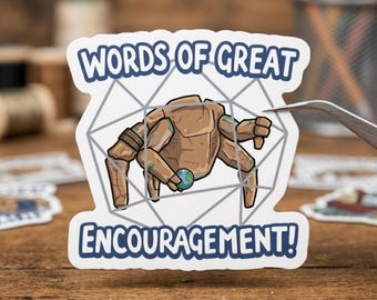 Words of Great Encouragement Rocky Sticker, Retro Sci-Fi Decal, Cosmic Adventure Design, Nerdy Reader Gift, Waterproof Vinyl, Free Shipping