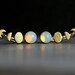 Waxing Moon and genuine vintage opal stone ear climbers. Tiny gold opal stud earrings. Moon phases earrings for her.