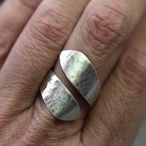 Simple sterling Silver Hammered Twisted Ring. Modern, minimalist jewelry for her. image 2