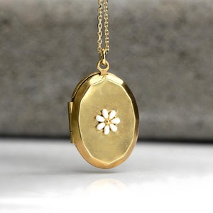 925 vergoldet kleine Medaillonkette Gänseblümchen Bild 2