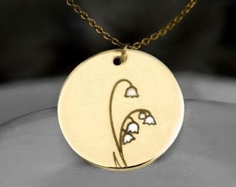 Special Offer: Lily of the Valley Enamel Pendant - 18K Gold Plated Sterling Silver Necklace, Limited Edition Spring Collection.