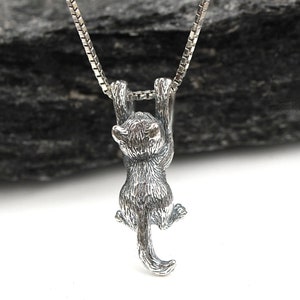 Sterling Silver Hangs From Tail Cat Pendant Sterling Silver Hangs From Tail Cat Pendant