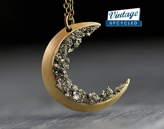 QUALITY VINTAGE BRONZE MOON STAR CRESCENT PENDANT LONG CHAIN NECKLACE JEWELLERY