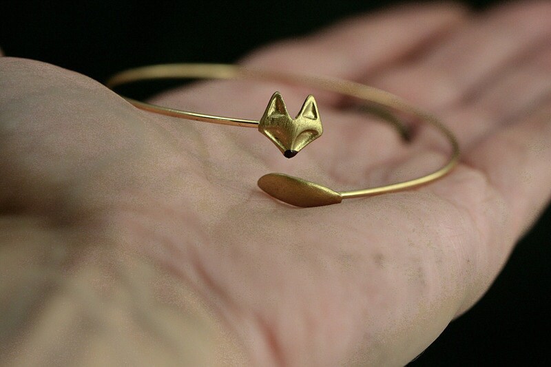 Adjustable wrap bangle. Jewellery Bracelets Bangles Fox and tail Delicate hand gilded fox bangle hand gilded and enameled 