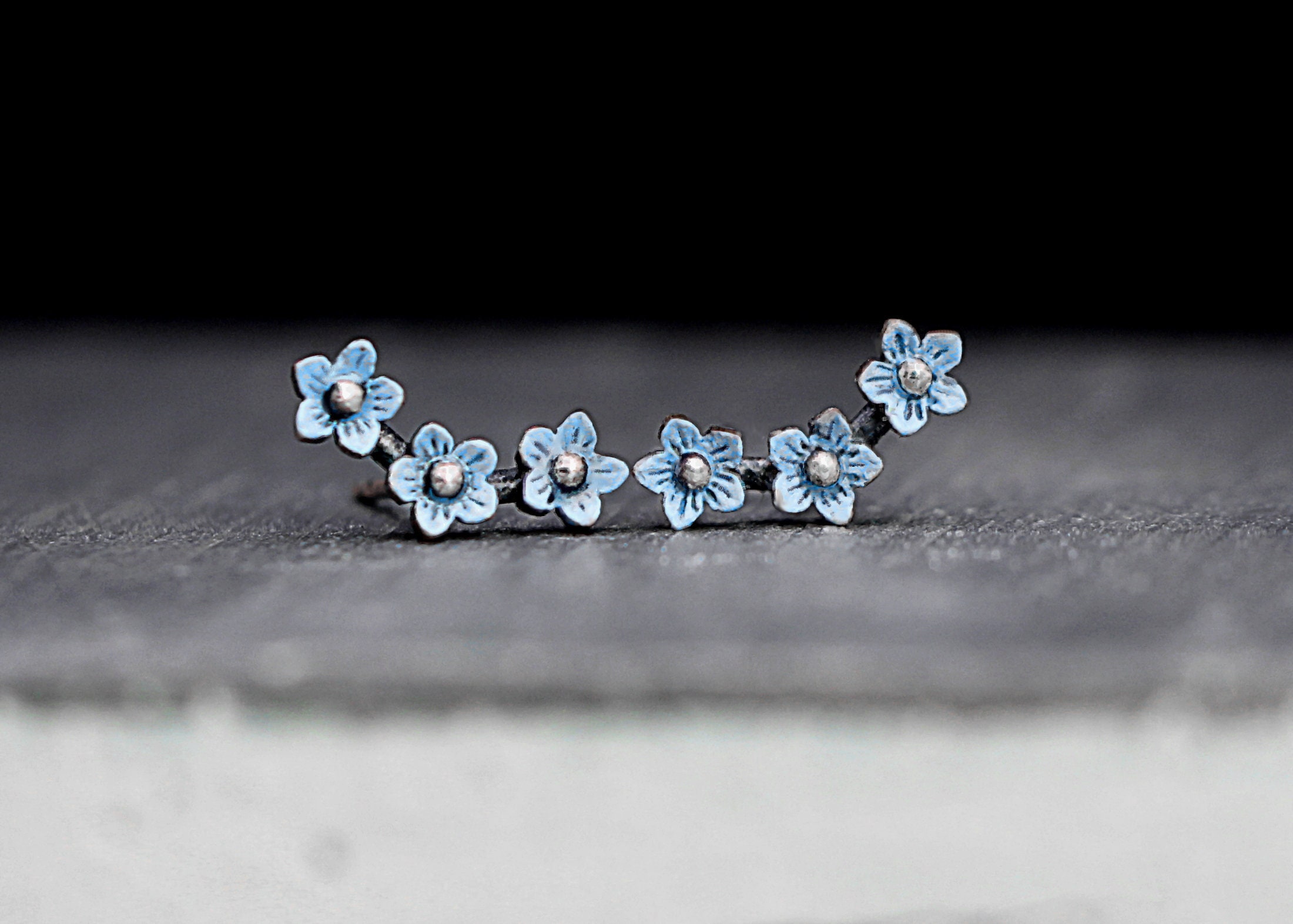 Sterling Forget Me Not Stud Earrings. Light Blue Enameled - Etsy Israel