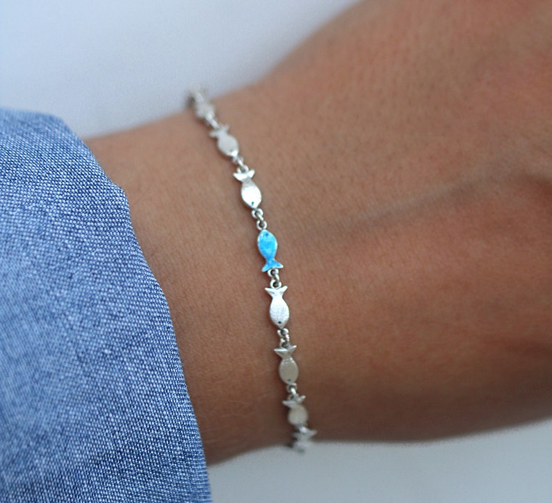 Armband GEGEN DEN STROM. 925 Silber und Türkis Blau. Unikat Schmuck für Sie. Bild 5