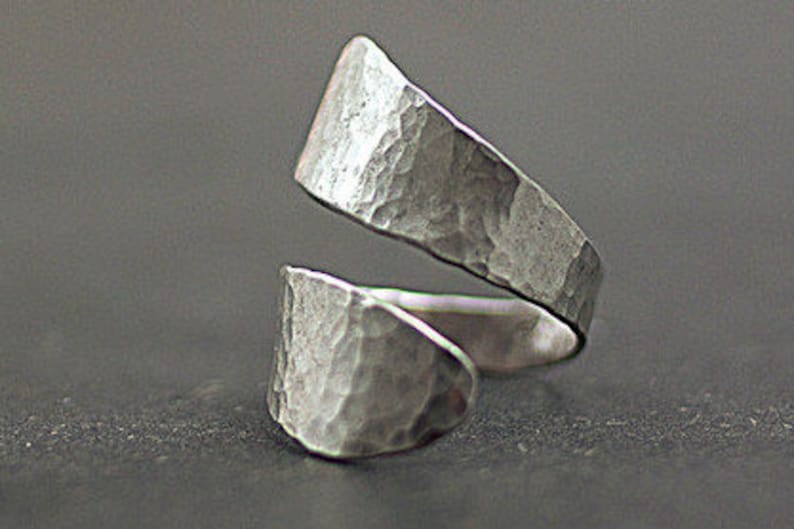 Simple sterling Silver Hammered Twisted Ring. Modern, minimalist jewelry for her. image 3