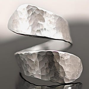 Simple sterling Silver Hammered Twisted Ring. Modern, minimalist jewelry for her.