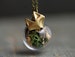 FOREST FOX Necklace. Handgilded fox head. Glass orb with real moss and tree bark. Bronze necklace. Gift for her. 