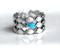 Against The Current. 925 Sterling Silver. Blue fish swimming against the tide. Ring for men and women. Adjustable fish ring.