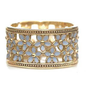2 Vergissmeinicht Ringe. Zahlreiche Tragekombinationen. Vergoldetes Silber emailliert. Ring Set.