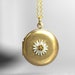 Daisy photo locket necklace. Silver daisy on vintage pendant. Gold plated sterling necklace. Dainty gift for her.