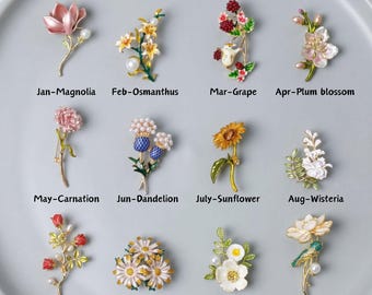 Birthday Flower Brooch, Floral Brooch, Vintage Brooch, Wedding Brooch, Birthday Gift for Her