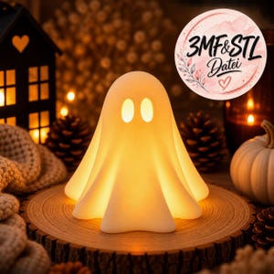 Spöklikt Halloween-spökeljushållare 3D-utskriftsfil, spöke STL, Halloween-dekoration, 3D-utskriftsmodell, digital nedladdning