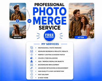 Professioneller Fotozusammenführungsservice | Fotos kombinieren, zwei Bilder zusammenfügen, Fotokomposition, Bildmischung & Photoshop-Bearbeitung