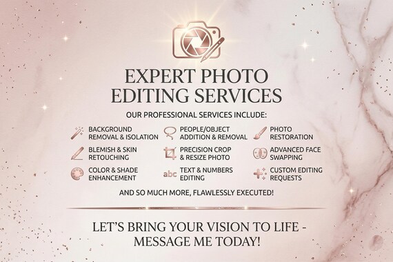 Custom Photo Editing Service: Restoration, Face Swap, Enhance, Colorize, Person Removal (Digital File)  | Custom Graphic Designing Services